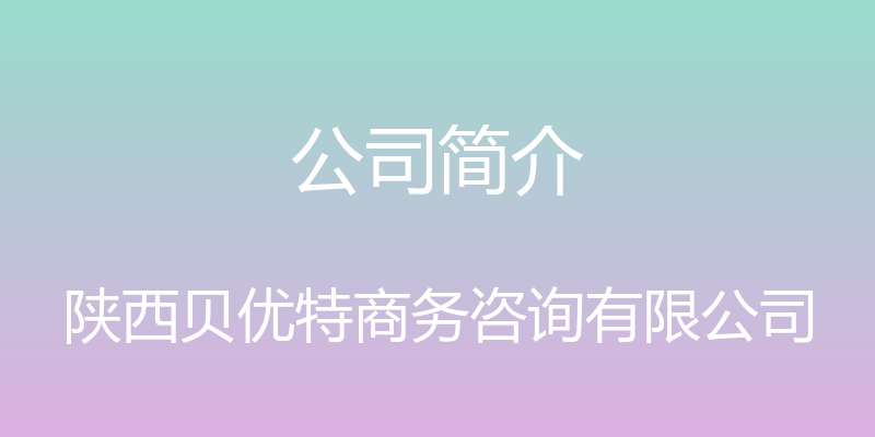 公司简介 - 陕西贝优特商务咨询有限公司