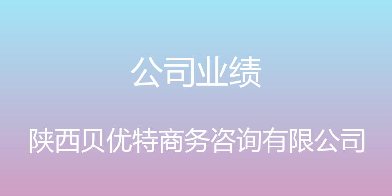 公司业绩 - 陕西贝优特商务咨询有限公司